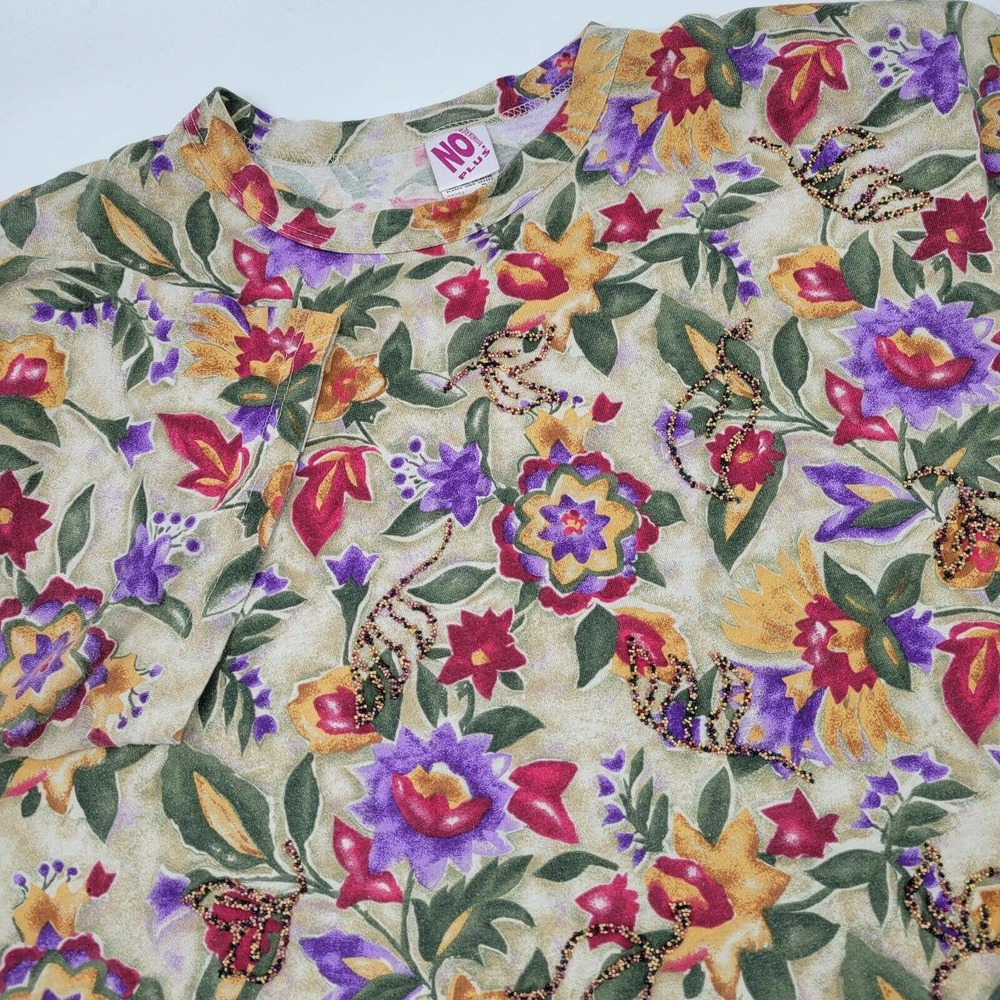 Vintage No Boundaries Plus Women's 3XL 80's Floral Short Sleeve Pullover Top‎